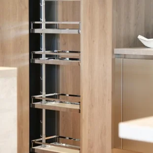 KESSEBÖHMER DISPENSA Arena Style väljat. üksus H1200-1600mm, 300mm kappi, korvid 4tk, kroom-valge